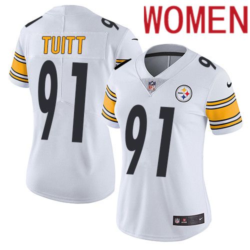 Women Pittsburgh Steelers #91 Stephon Tuitt Nike White Vapor Limited NFL Jersey